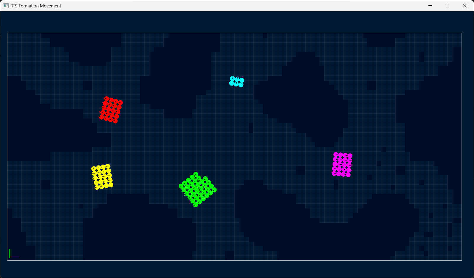 A large map with a few formations.